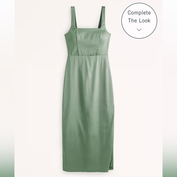 Abercrombie Sculpting Stretch Satin Midi Dress - Picture 2 of 6